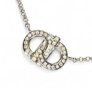 Vintage Salvatore Ferragamo Silver Studded Logo Necklace